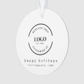 ミニマルシンプル主義ハッピーホリデーカスタムズのロゴ オーナメント (正面)