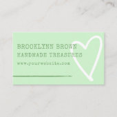 ミニマルシンプル主義パステルグリーンキュートハートグラフィック 名刺 (正面)