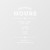 ミニマルシンプル主義ビジネス開店時間ホワイト ウィンドウサイン (シート)