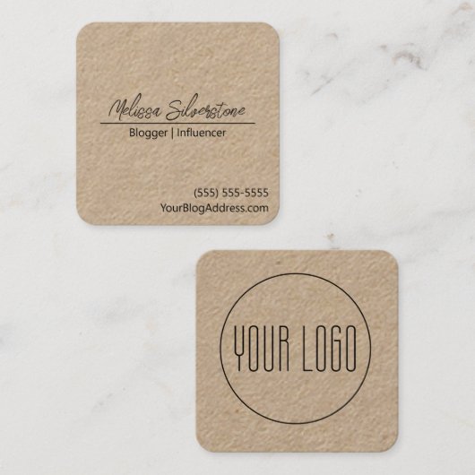 ミニマルシンプル主義ブロガー影響者 スクエア名刺 (正面/裏面)