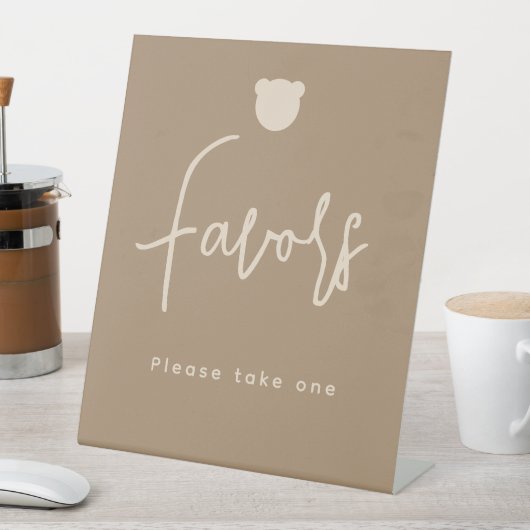 ミニマルシンプル主義ベアーベビーシャワー特典 台座サイン (インサイチュ)