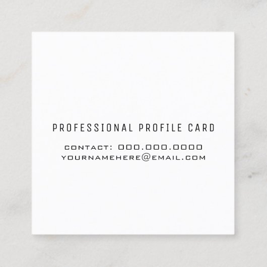 ミニマルシンプル主義ホワイト スクエア名刺 (裏面)