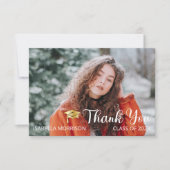 ミニマルシンプル主義1枚の写真卒業 サンキューカード (正面)