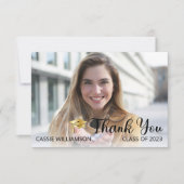 ミニマルシンプル主義1枚の写真卒業 サンキューカード (正面)