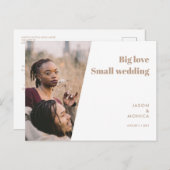 ミニマルシンプル写真の小型化結婚の 案内ポストカード (正面/裏面)