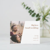 ミニマルシンプル写真の小型化結婚の 案内ポストカード (スタンド正面)