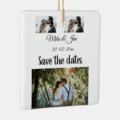 ミニマルシンプル写真コラージュは日付の入力を保存 セラミックオーナメント (右)