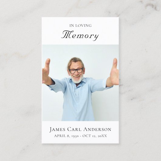 ミニマルシンプル写真記念悔やみや弔慰 名刺 (正面)