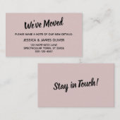 ミニマルシンプル引っ越しましたムーヴピンクカード 名刺 (正面/裏面)