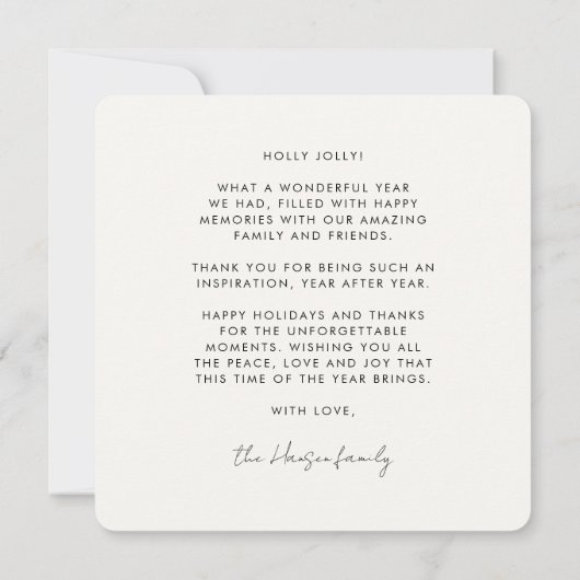 ミニマルシンプル文字赤クリスマス シーズンカード (裏面)