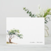 ミニマルシンプル水彩植物樹結婚林 サンキューカード (スタンド正面)