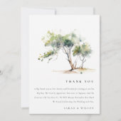 ミニマルシンプル水彩植物樹結婚林 サンキューカード (正面)