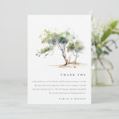 ミニマルシンプル水彩植物樹結婚林 サンキューカード (スタンド正面)