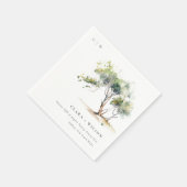 ミニマルシンプル水彩植物樹結婚林 スタンダードカクテルナプキン (角)