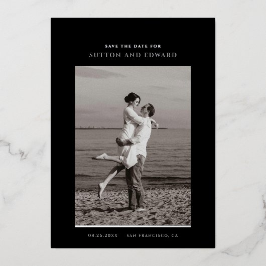 ミニマルシンプル独身の光箔 箔招待状 (正面)