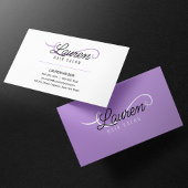 ミニマルシンプル白パープルヘアサロンヘアスタイリスト 名刺