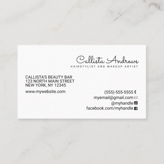 ミニマルシンプル白縁ど黒文字ロゴ 名刺 (裏面)