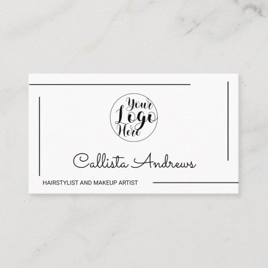 ミニマルシンプル白縁ど黒文字ロゴ 名刺 (正面)