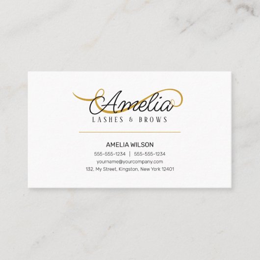 ミニマルシンプル白金ゴールド眼まぶし眉 名刺 (正面)