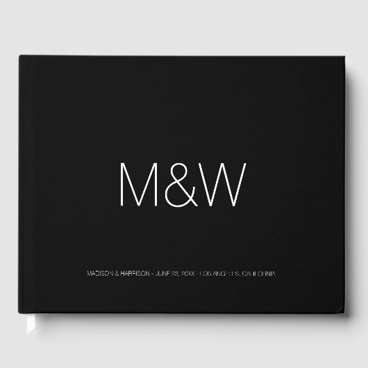 ミニマルシンプル白黒カスタムシッ結婚ク ゲストブック (正面)