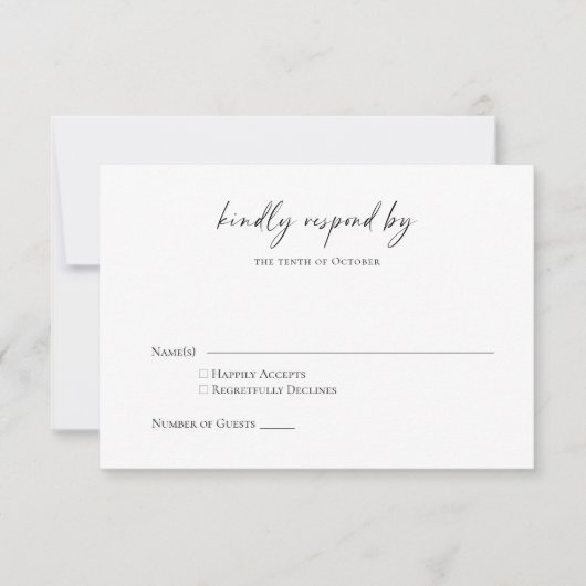 ミニマルシンプル白黒シックなスクリプトQRコード 出欠カード (正面)