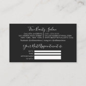 ミニマルシンプル白黒スクリプトアポイントメント 名刺 (裏面)