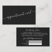 ミニマルシンプル白黒スクリプトアポイントメント 名刺 (正面/裏面)