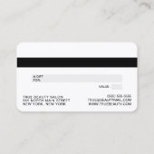 ミニマルシンプル白黒スクリプトギフトクレジット 名刺 (裏面)