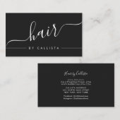 ミニマルシンプル白黒スクリプトヘア 名刺 (正面/裏面)