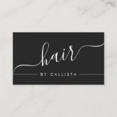 ミニマルシンプル白黒スクリプトヘア 名刺 (正面)