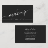 ミニマルシンプル白黒スクリプトメイクアップ 名刺 (正面/裏面)