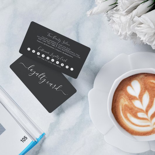 ミニマルシンプル白黒スクリプトロイヤリティ ロイヤリティカード