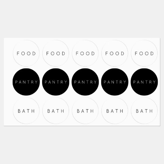 ミニマルシンプル白黒タイポグラフィモダン ラベル (シート)