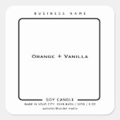 ミニマルシンプル白黒モダンキャンドル スクエアシール (正面)