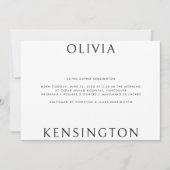 ミニマルシンプル白黒写真ベビー誕生 案内状 (正面)