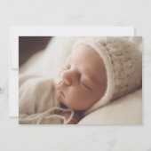 ミニマルシンプル白黒写真ベビー誕生 案内状 (裏面)