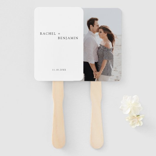 ミニマルシンプル白黒結婚の写真 ハンドファン (正面&裏面)