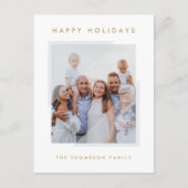 ミニマルシンプル白 |クリスマス・ファミリーの写真 シーズンポストカード (正面)