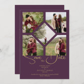 ミニマルシンプル結婚の5枚の写真ファンシーコラージュ セーブザデート (正面/裏面)