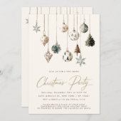ミニマルシンプル自然素朴クリスマスパーティー 招待状 (正面/裏面)