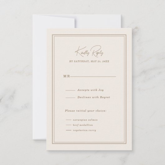 ミニマルシンプル華美Frame Response Card 出欠カード (正面)