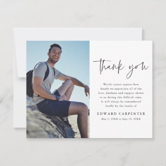 ミニマルシンプル葬記念写真 サンキューカード (正面)