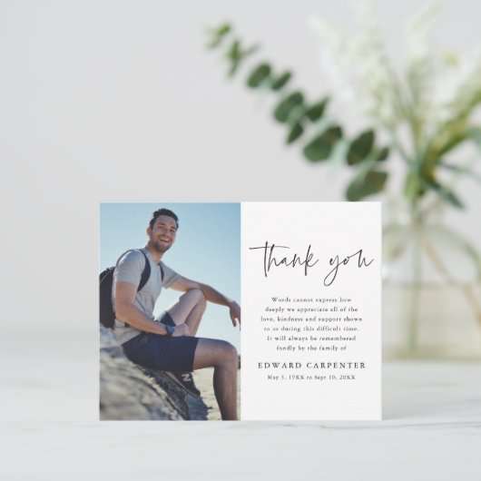 ミニマルシンプル葬記念写真 サンキューカード (スタンド正面)