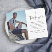 ミニマルシンプル葬記念写真 サンキューカード