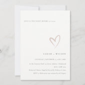 ミニマルシンプル赤面ハートバイト招待状 サンキューカード (正面)