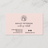 ミニマルシンプル赤面ピンクのロゴメイクアップ 名刺 (裏面)