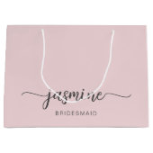 ミニマルシンプル赤面ピンクモノグラムガーリースクリプト ラージペーパーバッグ (正面)