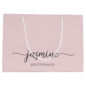 ミニマルシンプル赤面ピンクモノグラムガーリースクリプト ラージペーパーバッグ (裏面)