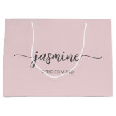 ミニマルシンプル赤面ピンクモノグラムガーリースクリプト ラージペーパーバッグ (正面)