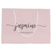 ミニマルシンプル赤面ピンクモノグラムガーリースクリプト ラージペーパーバッグ (裏面)